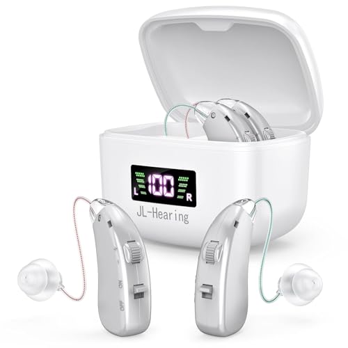 JL-Hearing Sound-Verstärker mit Rauschunterdrückungsfunktion,einfach zu bedienen, USB-Ladung (Silber)