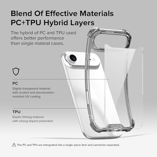 Image of ExpressBfor iPhone Air Case Cover | Anti-Scratch | Soft Shockproof Cushion Corners Camera Protection Back Cover | Hard Transparent Back Cover Case for iPhone Air - Clear with Black Sides