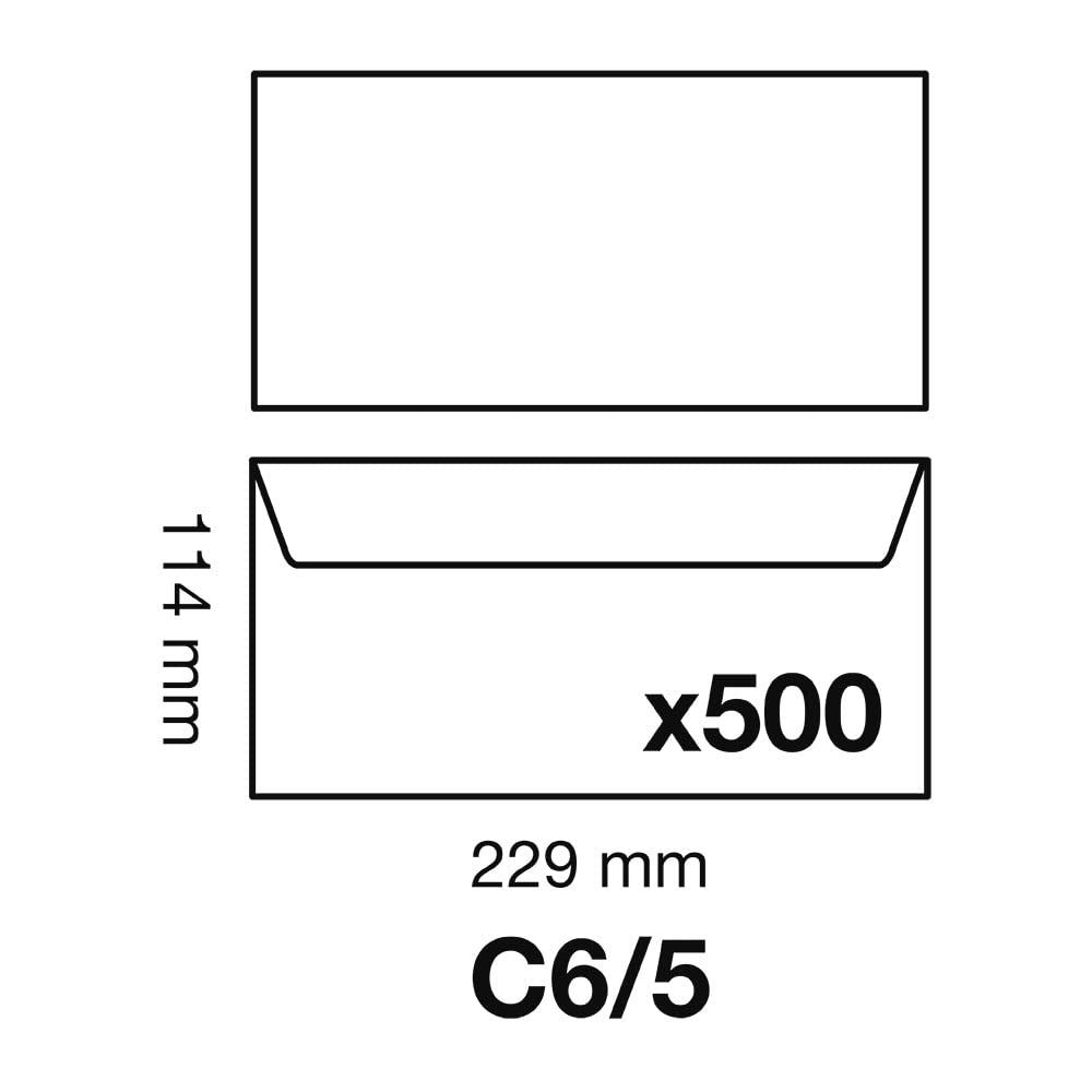 Clairefontaine 5949C - Karton mit 500 Umschlägen C6/5-114x229mm, selbstklebend, 80g, Weiß, 1 Karton