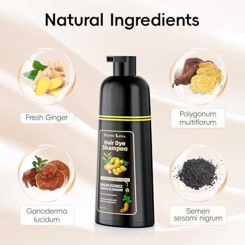 Image of IIIMEIDU Darkbrown Hair Dye Shampoo 3 in 1, Natural Hair Dye Semi Permanent Hair Color, Gray Hair Cover Up, Ginger Essence shampoo for Color Treated Hair for Women and Men (500ml) 1