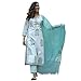 KLOSIA Women Pure Cotton Printed Straight Kurta with Pant & Dupatta Suit (Small) White