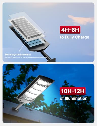 Image of Solar Street Light 6000 Lumens - 192 LED Beads, 5W Solar Panel, IP67 Waterproof, 320 Angle, 2600mAh Battery, Energy-Efficient Outdoor Security Lighting (2 Pack)