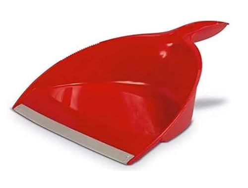 Recogedor de Mano con Goma, Color Rojo, Ideal para Recoger residuos en casa y Mantener la Limpieza en Espacios reducidos.