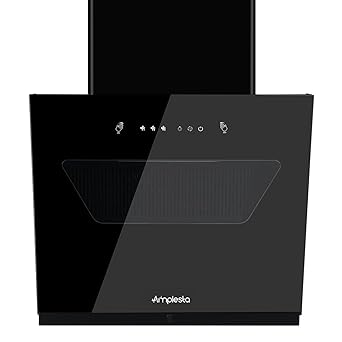 Amplesta CycloneX 60CM Chimney for Kitchen Auto Cleaning 1600 m3 hr LED Touch Copper Motor Wall Mounted Kitchen Chimney for Home Filterless Two Way Suction Touch & Gesture Control (CycloneX-60-FL-HAC)