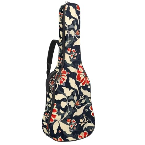 Sac à dos guitare acoustique 109 cm léger anti pluie à fleurs