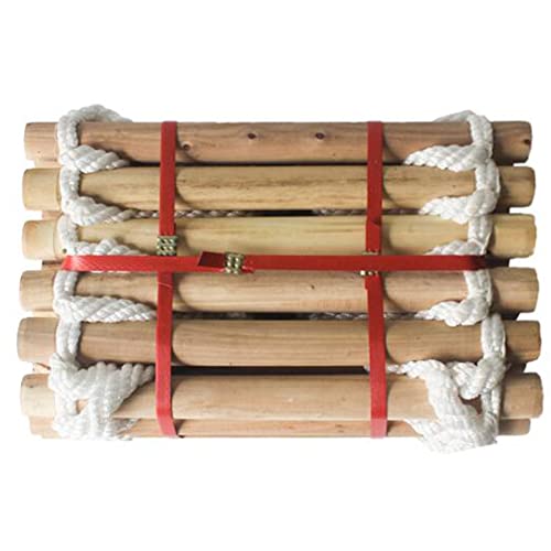 6M Rope Ladder, Wood Outdoor Non-Slip Ladder Emergency Tree Climbing Ladder Fire Fighting Escape Ladder for Windows and Balconies