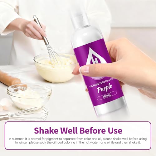 Image of Purple Oil Based Food Coloring for Chocolate - Herbeklab 100ml Professional Concentrated Oil Food Dye for Candy Melts, Chocolate, Cake Pops, Strawberries & Baking