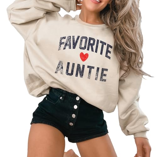 Favorite Auntie Heart Sweatshirt, Gift From Niece And Nephew, Gift Ideas For Sister, Pregnancy Reveal Shirt, Trendy Aunt Gifts, Unisex Crewneck Sweatshirt2