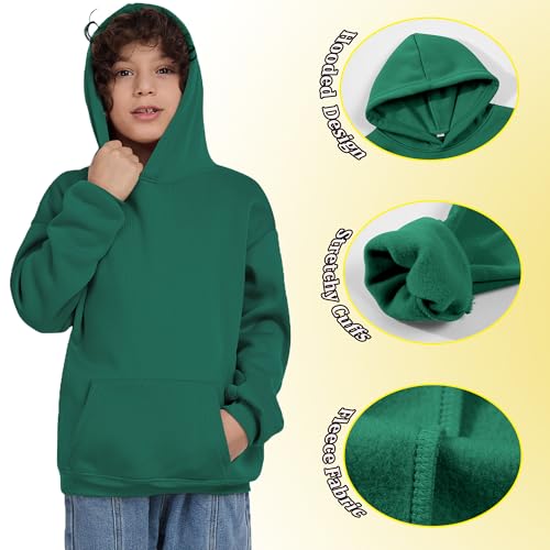Image of Kids Athletic Pullover Hoodie Sweatshirt with Pocket Tops,2-12Years | Boys and Girls Fleece Hooded Christmas Halloween Teen Girls Athletic Hoodie Solid Color Lightweight Classic Kids Clothes