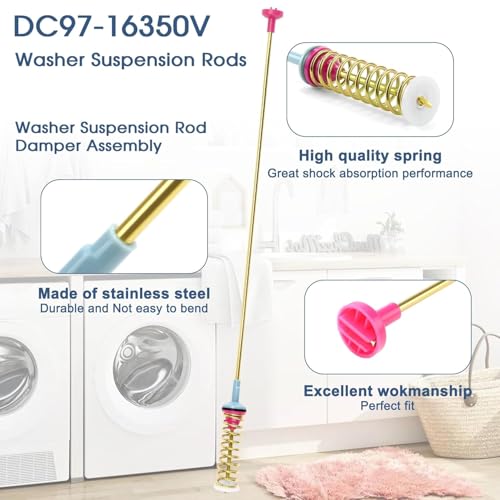 Upgraded WA54R7200AW/US WA54R7200AV/US Suspension Rods fit for Samsung Top Load Washer Active-Water-Jet WA54R7600AC/US WA54R7600AV/US WA54R7600AW/US WA7200 OEM 27.6 inch Damper Assembly LUXRILIX