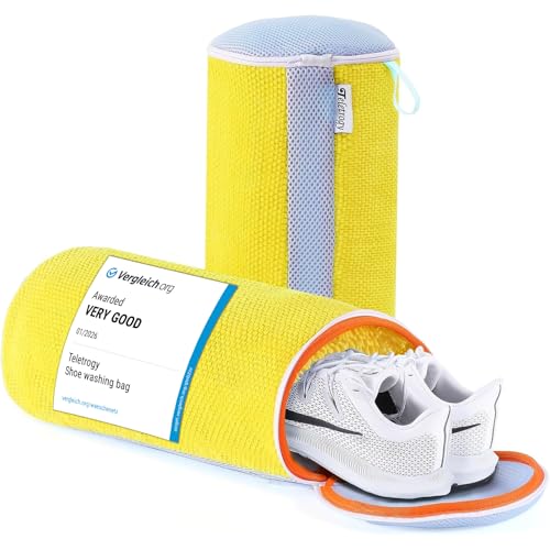 Teletrogy Bolsa Lavadora Zapatillas 2 Piezas Con Cremallera, Bolsa Para Lavar Zapatillas En Lavadora De Tela De Felpilla De Malla, Reutilizable Y Antideformación Amarillo
