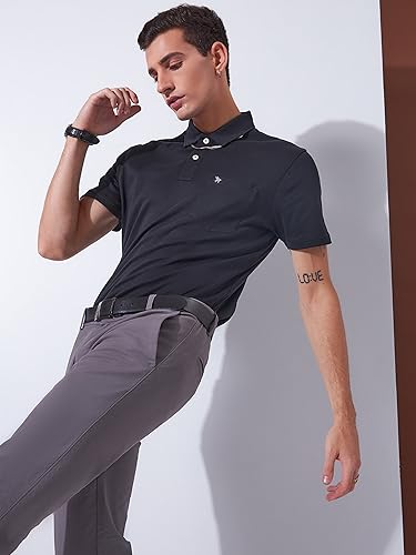 Image of Men's Solid Polo Collar Casual T-Shirt with Pocket | Cotton Polo Collar Half Sleeves Solid T-Shirt | Slim Fit Polos