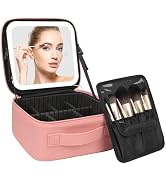 MONSTINA Travel Makeup Bag with LED Mirror,Makeup Case with Light up Mirror,Makeup Artice Box wit...