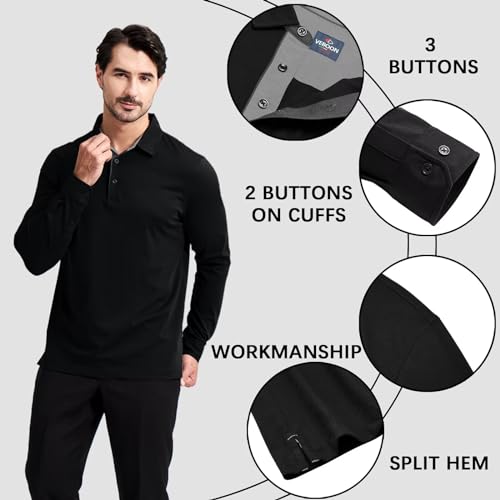 Image of Men's Business Long and Short Sleeve Polo Shirts Mercerized Cotton Blend Casual Stylish Collared Shirts