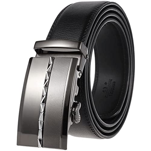 Men Genuine Leather Dress Belt with Single Prong Buckle,Strap Male Formal Style