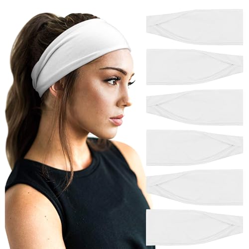 Image of DRESHOW Yoga Sports Headbands for Women Elastic Non-Slip Headbands Workout Running Hair Bands 6 Pack