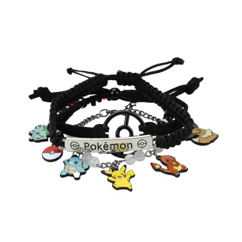 Bioworld BVA60FMPOKPP00 Pokemon Pikachu Bulbasaur Squirtle Charmander Eevee Pokeball Corded Beaded Bracelet Set cover
