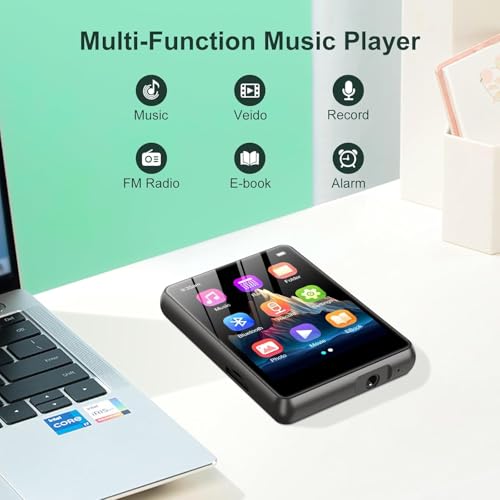 Image of 128GB MP3 Player with Bluetooth 5.4, 2.4 inch Portable HiFi Music Player with FM Radio /HD Speaker /E-Book /Photo /Video /Alarm Clock, Digital Music Player Earphones Included