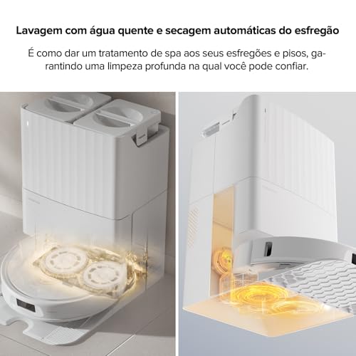 Robô aspirador de pó e passa pano Roborock Qrevo Pro, esfregão de cantos com design FlexiArm, lavage