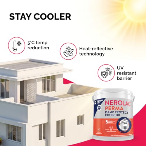 Image of Nerolac Perma Damp Protect Exterior Waterproof Coating (1L) | High Strength Elastometric Liquid | 150% Film Elongation, 1mm Crack Bridging | 5 Years Waterproofing Protection |Terrace, Roof, Walls