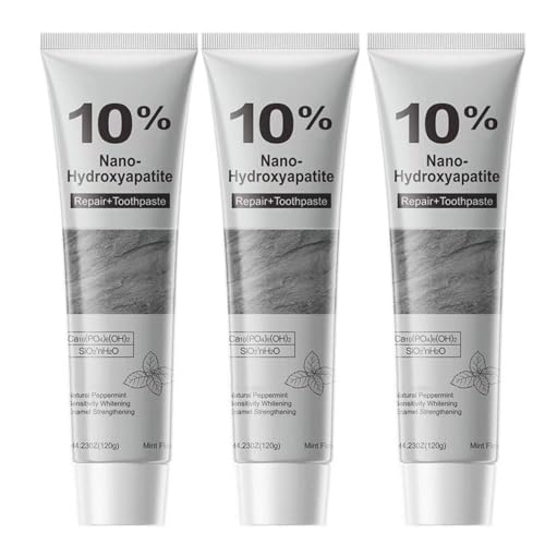 10% Nano-Hydroxyapatite Toothpaste for Enamel Protection,Contains 10% Nano-Hydroxyapatite,Restores Enamel,Reduces Sensitivity,Whitens & Brightens Teeth,Fresh Mint Flavor,Long-Lasting Freshness (3)