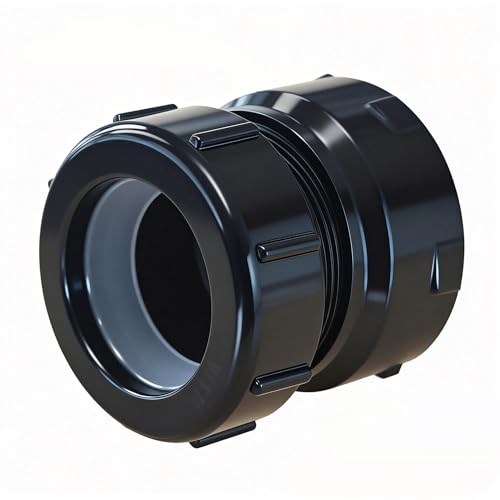 Image of Lesso 1-1 /2 Inch ABS P-Trap Adapter, Black, 2 Pack | SPG x SJ Connection, Plastic Nut & Washer, Leak-Proof, For Sink Drain Plumbing Systems