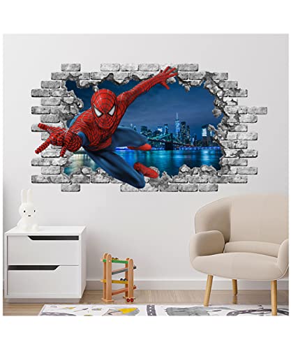 Spiderman Wall Decal, Spiderman Window Murals, Superhero Children Sticker, Peel and Stick, Spiderman Gift, Superhero Boy's Room Decor PS1 (22" tall x 40" wide inches)