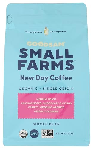 GoodSAM Organic Medium Roast New Day Whole Bean Coffee, 12