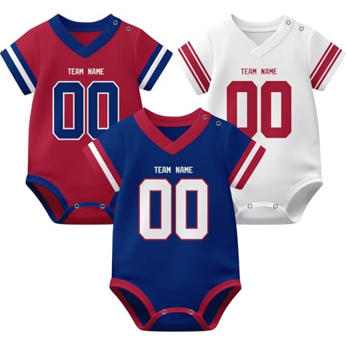 Image of KREDE Baby Clothes Unisex Bodysuit Jersey Style Custom Name Number for Baby Boys