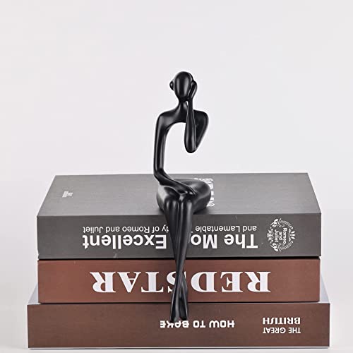 Kunstharz, Denker-Stil, goldene Dekoration, sitzende Denkerstatue, abstrakte Skulptur, Bücherregal, Dekoration, Akzente, Harz, Tisch, Schreibtisch-Dekoration (B-Musik hören) Cover