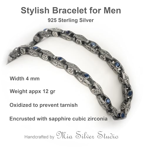 Pulsera de plata 925 con ojo turco para hombre miniatura 3