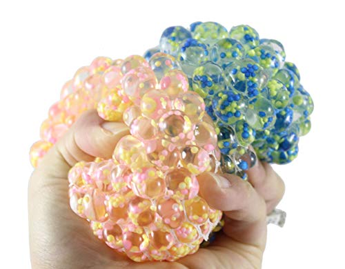 Curious Minds Busy Bags 2 Confetti Gel Filled Mesh Net Blob Ball - Squish - Sensory, Fidget Toy- Gooey Squish OT