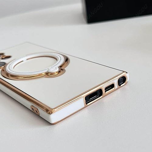 Coque Samsung A14 5G rose avec support de charge et protection placage luxe