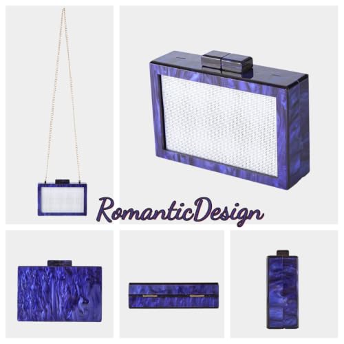 Image of RomanticDesign Women Acrylic Handbag Rattan Woven Pattern Square Box Crossbody Handbag Shoulder Bag Chain Purse