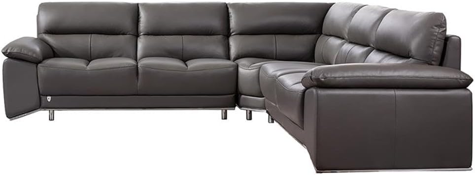Italian Leather Sectional in Dark Gray