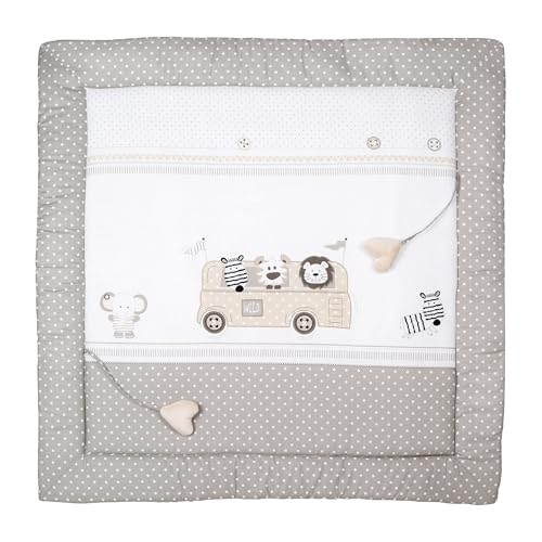 Set Biancheria da Lettino 2 Pezzi Safaribus - Copripiumino 80 x 80 cm - Federa 40 x 35 cm - Cotone Puro - Motivo Animali -