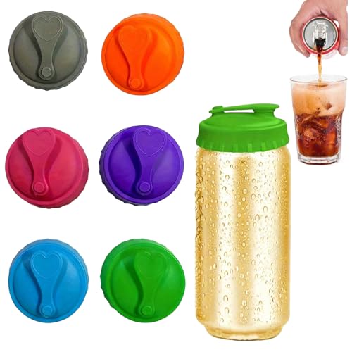 ChioSun Silicone Can Covers 6 Pcs Dustproof Drink Sealer Cap Reusable Beverage Can Lids for Fizzy Drinks Food Grade Spill Leak Proof Drinks Bottle Caps Fit for Beer Coke Juice Drink Cans