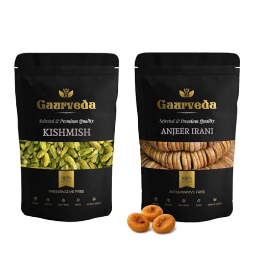 Image of GAURVEDA Kishmish & Anjeer Combo Pack | Raisins and Figs | Natural Sweeteners | Healthy Snack | Boost Energy Naturally | 100 Grams