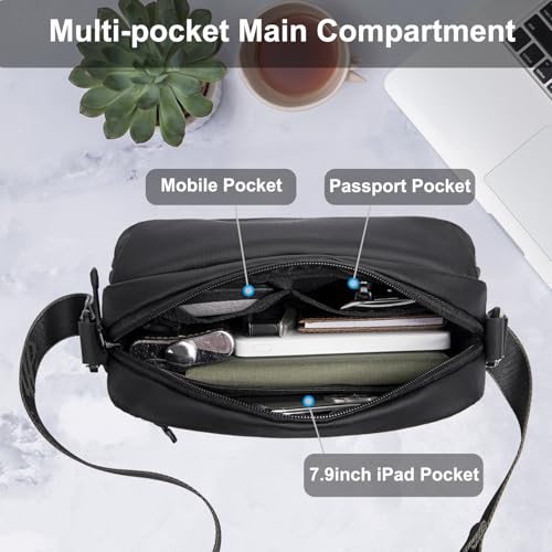 Arctic Hunter Sling Bag for Men Small 2.8L Side Bag Sleek Crossbody Bag for upto 8" iPad Premium Shoulder Bag for Travel Water-resistant Messenger Bag for Office Daily Casual, Black