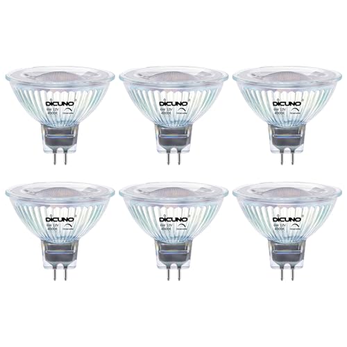 DiCUNO Regulable Bombilla LED GU5.3, 6W, Blanco Neutro 4000K, Sustituye a los focos halógenos de 60W, 440LM, MR16, 12V, Foco LED regulable, Ángulo de haz 40°, 6 Piezas
