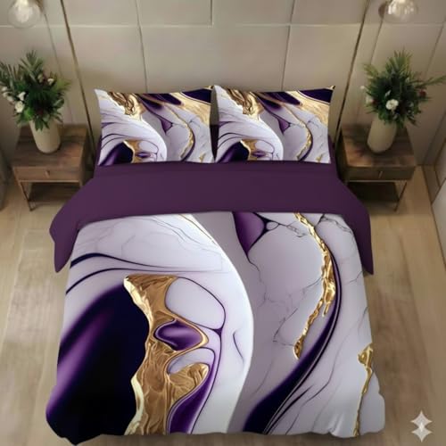 TIB® Glace Cotton Kids Bedsheet Double Bed, 7d Bedsheet King Size with 2 Pillow Covers, 90x100,Color Name (White & Purple)