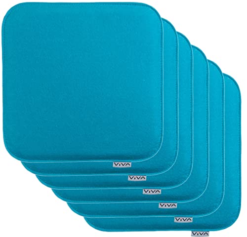 Brandsseller Lot de 6 Coussins d'assise en Feutre 35 x 35 x 2 cm – Galettes de Chaise carrées et Robustes pour l’intérieur et l’extérieur, Assise rembourrée...