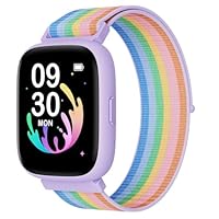 BIGGERFIVE Kids Smart Watch, 1.8\" Fitness Watch Pedometer, Heart Rate, IP68 Waterproof, Sleep Tracker, Calorie Step Counter, 5 Puzzle Games with/without APP for Girls Teens 5-16, Nylon