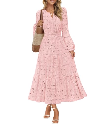 MEROKEETY Women's Fall Long Sleeve Floral Maxi...