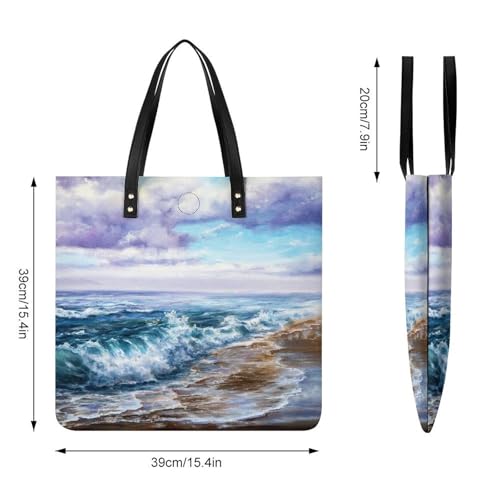 Sac à main shopper Côte Maritime grand format 39x39cm portée épaule confortable