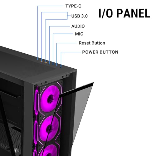 Image of Ant Esports 621 C3 ATX Mid-Tower Computer Case /Gaming Cabinet with Type-C | Support ATX, Micro-ATX, Mini-ITX | Pre-Installed 4 Rear ARGB Infinity Mirror Fans (Black)