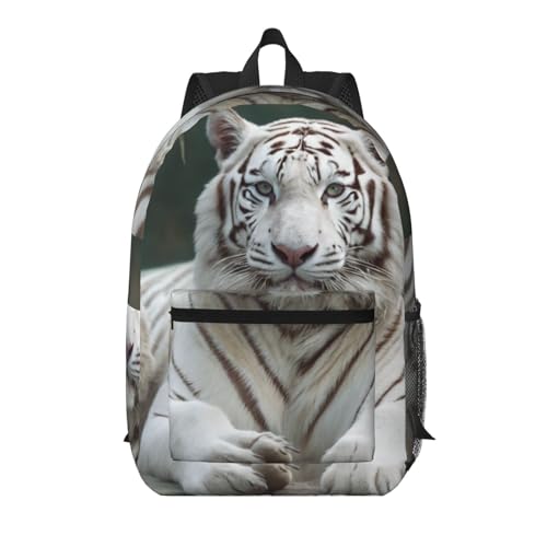 Sac à dos de voyage avec multi-poches ergonomiques imprimé Tiger03 blanc 43cm