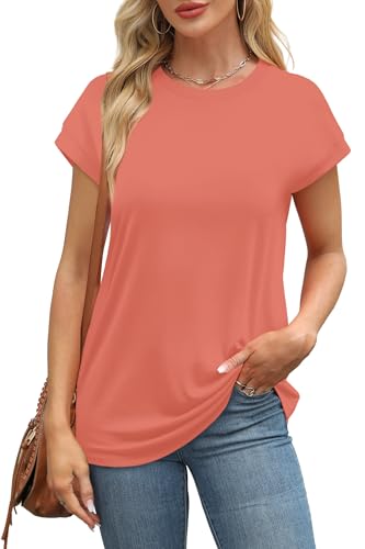 Image of Alaroo Womens Summer Tops Short Sleeve Shirts Crew Neck Cute Trendy Tunic Blouses (S-3XL)