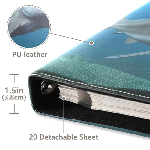 Álbum de Fotos Scrapbook Adhesivo DIY con Cubierta de Cuero PU Azul Profundo Tiburón, 3 Anillos, 40 Páginas, 8x10 para Memoria miniatura 4