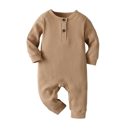 Image of Eghunooy Baby Boy Girl Solid Color One Piece Romper Jumpsuit Outfits Clothes